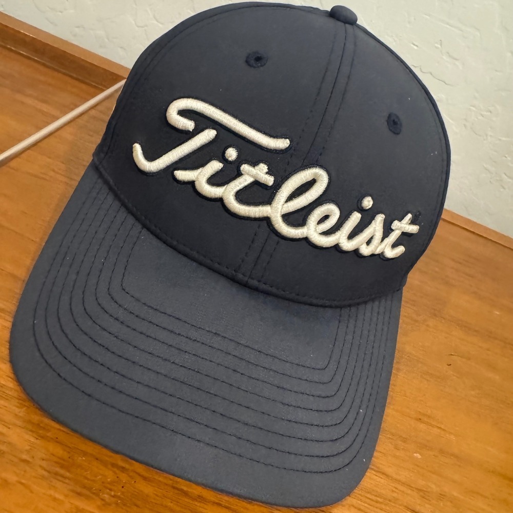 Titleist Golf Hat Mens OSFA Navy Blue Good Tour Performance Pro V1 FJ Adjustable